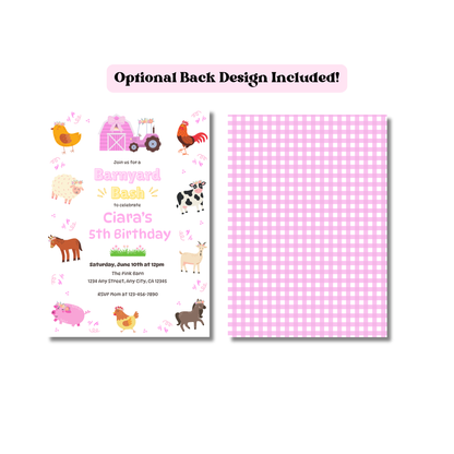 Farm Animals Birthday Invitation: Barnyard Bash Birthday Party Invite, Pastel Farm Animal Themed Invitation (Digital Download 5x7)