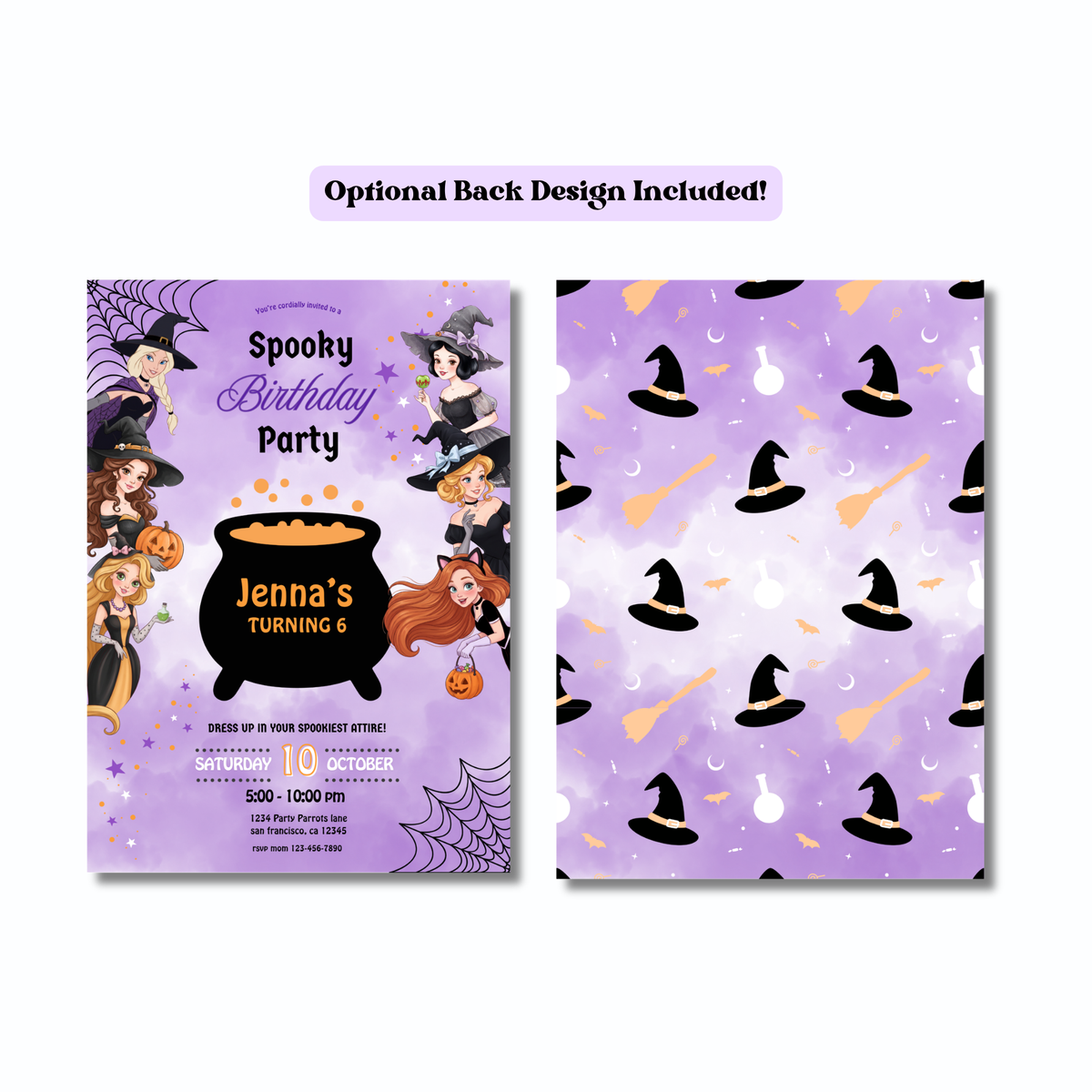 Editable Halloween Princess Birthday Invitation Instant Download