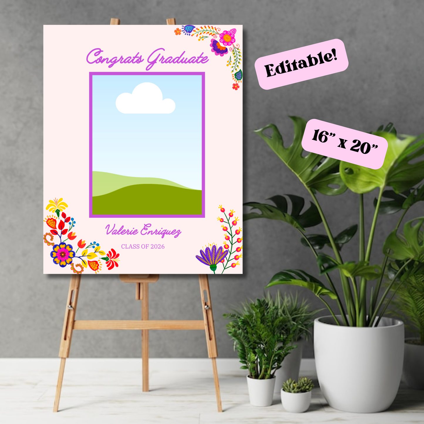 Wildflower Graduation Welcome Poster 16x20 Instant Download