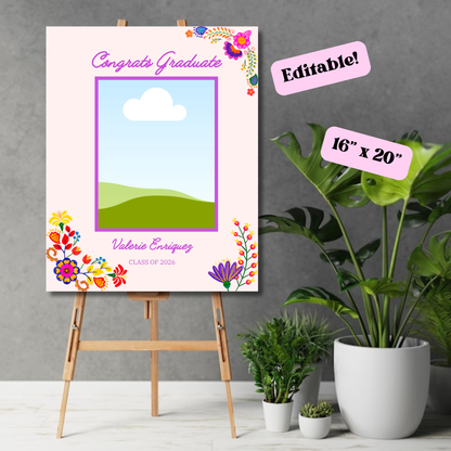 Wildflower Graduation Welcome Poster 16x20 Instant Download