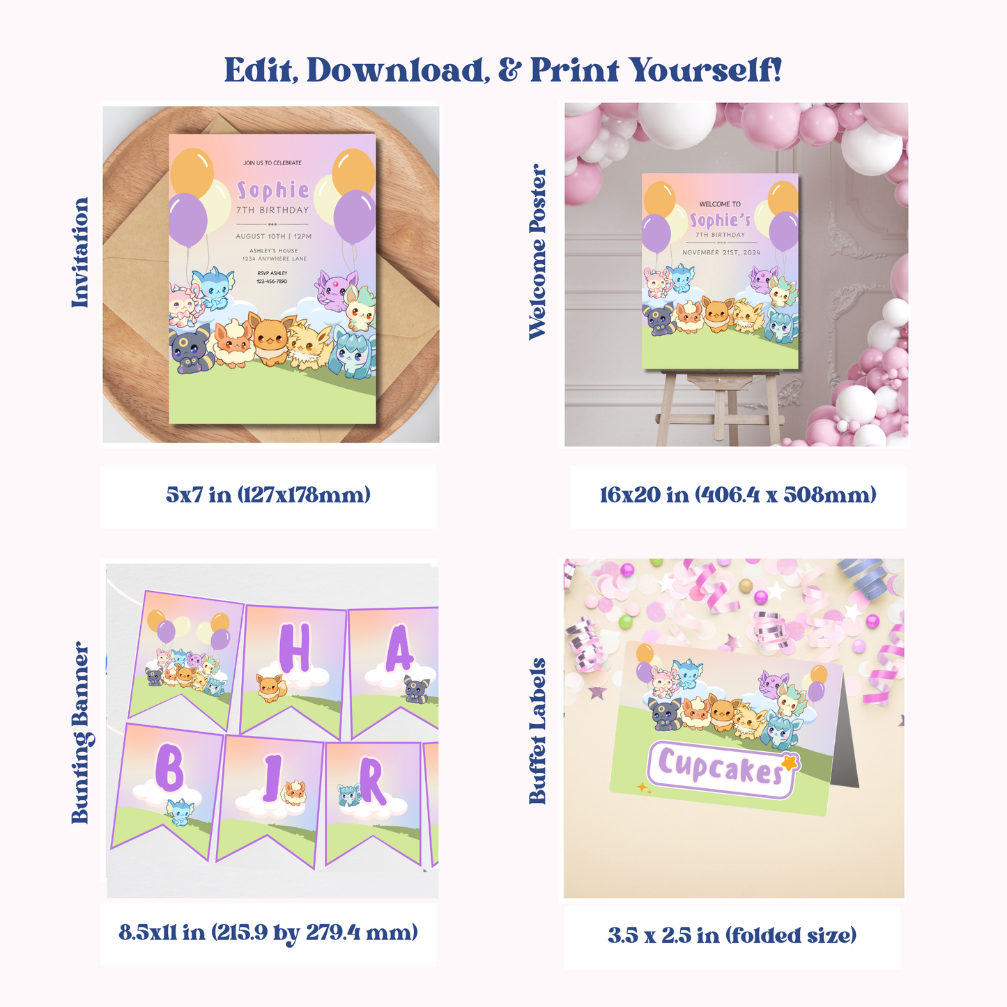 Eevee Birthday Party Bundle | Instant Download | Print at Home