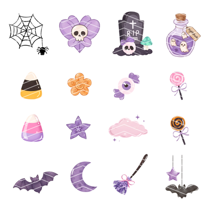 Cute Halloween Clipart Bundle | 46 Pastel Ghost, Kawaii Spooky PNG & SVG Digital Files