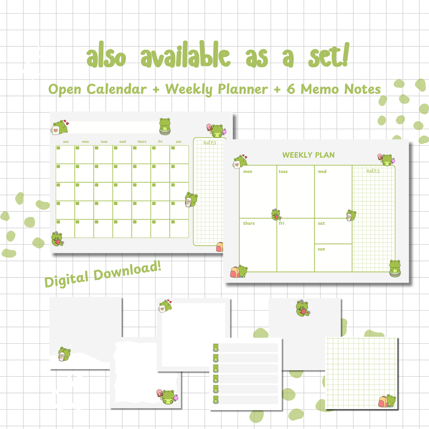 Cute Frog Monthly Planner | Printable | Instant Download
