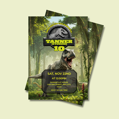 Jurassic Park Dinosaur: Editable 5x7 Birthday Invite (Digital Download)