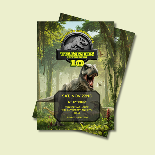 Jurassic Park Dinosaur: Editable 5x7 Birthday Invite (Digital Download)