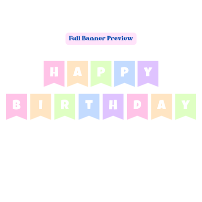 Pastel Ombre Birthday Bunting Banner | Instant Download | Printable