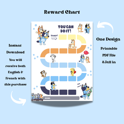 Bluey Reward Chart (English & French) Instant Download