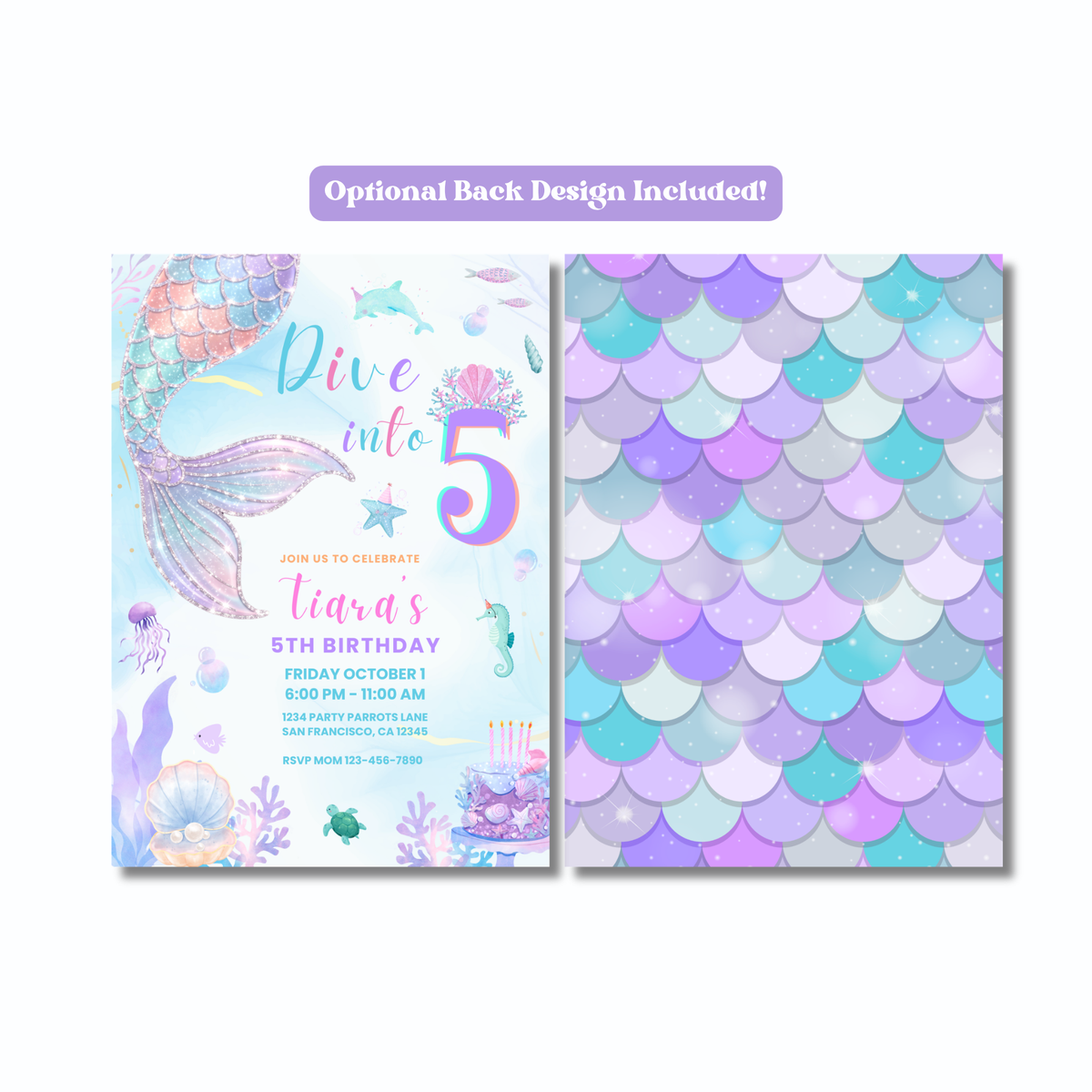 Mermaid Birthday Invitation | Editable Canva