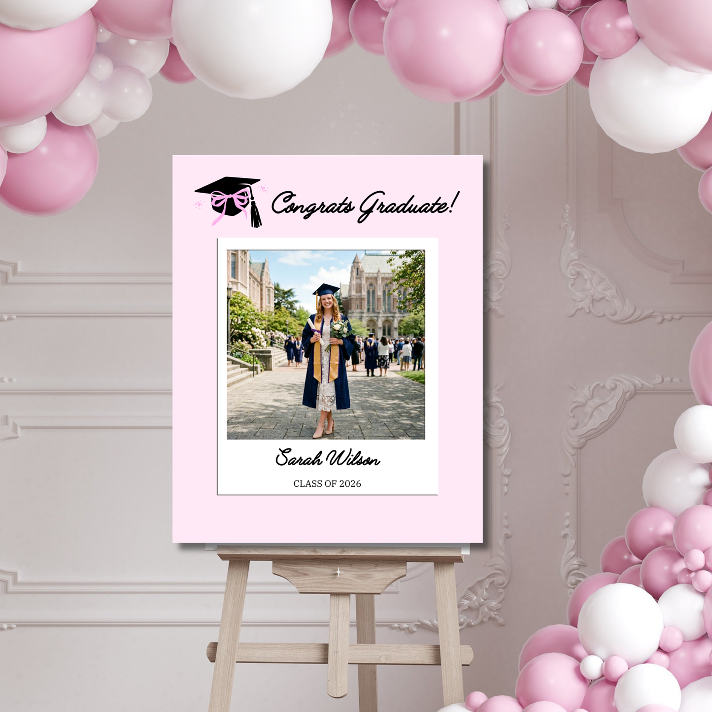 Pink Graduation Welcome Poster 16x20 Instant Download