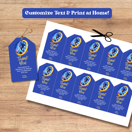 Sonic Thank You Tags: Gamer Favor Tags 2x3 (Instant Download)