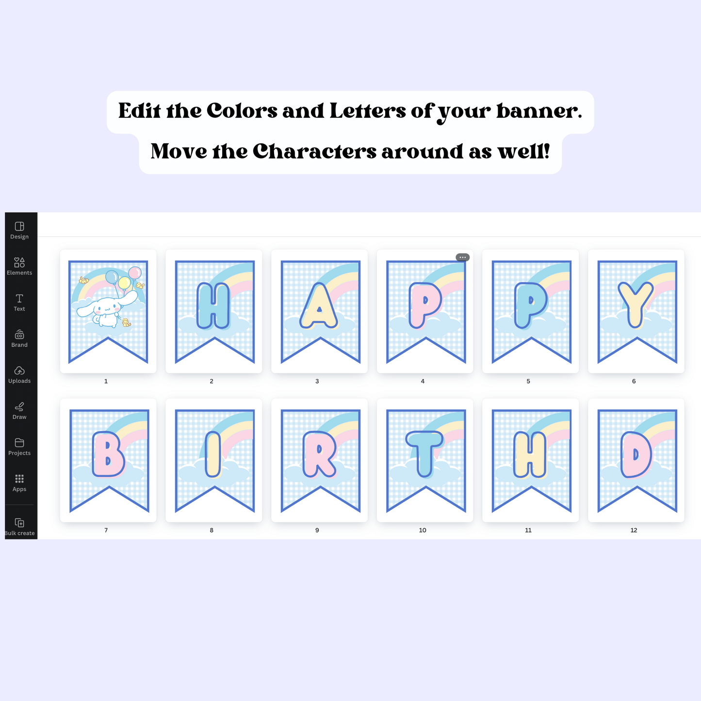 Cinnamoroll Birthday Bunting Banner | Instant Download | Printable