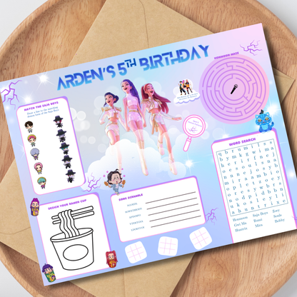 KPop Demon Hunter Activity Placemat In Color