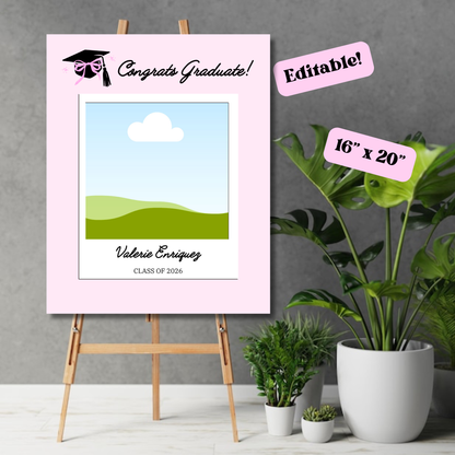Pink Graduation Welcome Poster 16x20 Instant Download