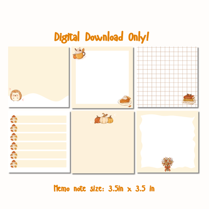 Pumpkin Season Digital Planner Set | Undated Calendar, Weekly Planner & Memo Notes