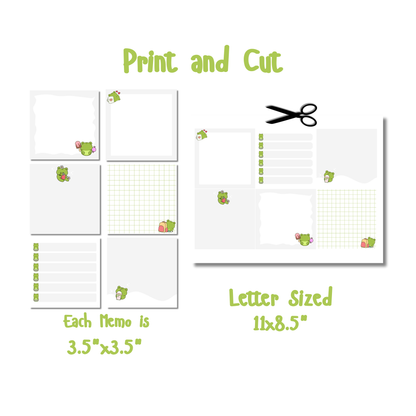 Cute Frog Planner Set: Monthly Calendar, Weekly Calendar, & Memo Notes | Printable | Instant Download
