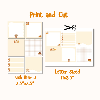 Pumpkin Season Digital Planner Set | Undated Calendar, Weekly Planner & Memo Notes