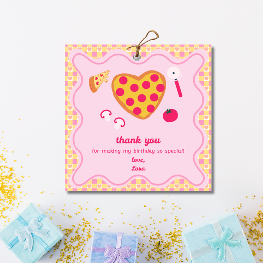 Pizza Party Thank You Tags: Girls Pizza Party Favor Tags 3x3 (Instant Download)