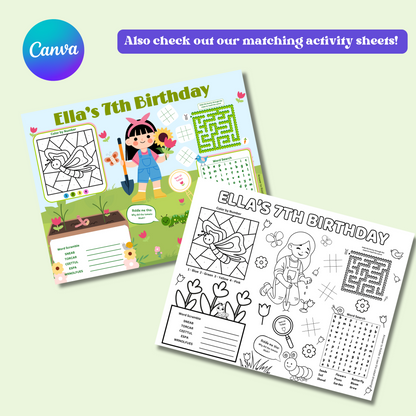 Garden Editable Invitation, Kids Garden Birthday Invite, Cute Garden Invite Digital Template, Instant download