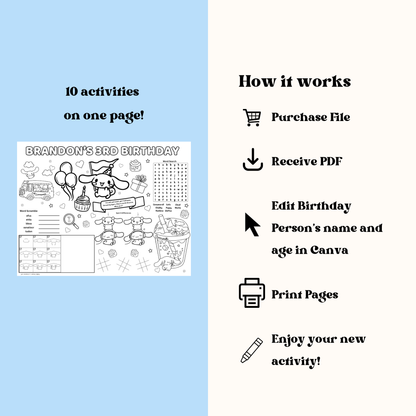 Cinnamoroll Activity Placemat Printable