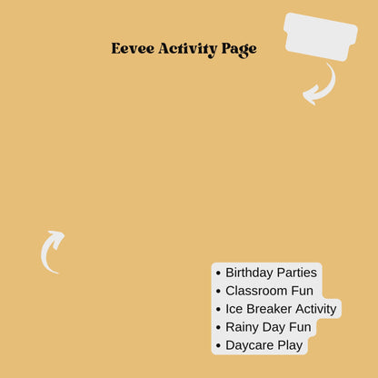 Eevee Editable Birthday Activity Page Placemat Placemat